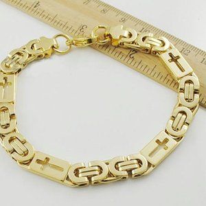 Stainless Steel Gold Byzantine Bracelet